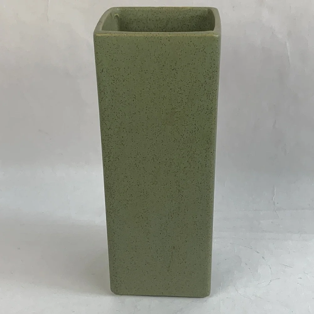 McCoy Floraline Green Vase Vintage Rare USA Ceramic Pottery Speckled MCM 446